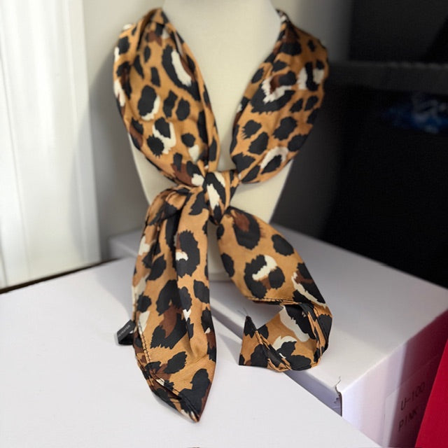 Leopard Print Bandana Neck Scarf