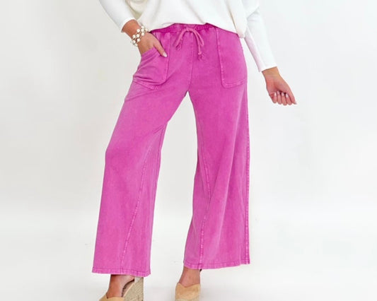Mineral Wash French Terry Pants Carnation