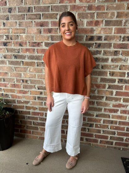 Rust Color Drop Shoulder Sweater Top