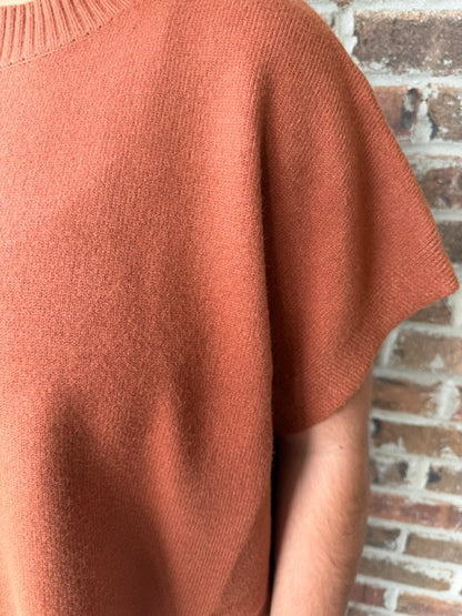 Rust Color Drop Shoulder Sweater Top