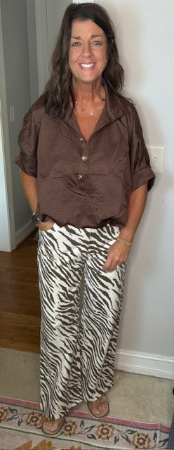 Zebra Print Wide Leg Pant