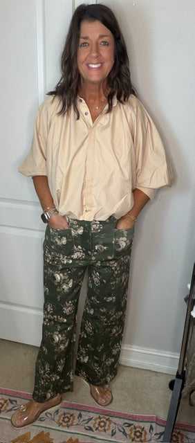 Umgee Floral Front Pocket Pants
