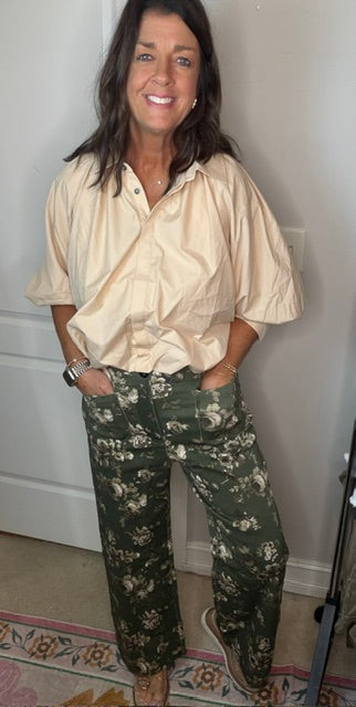 Umgee Floral Front Pocket Pants