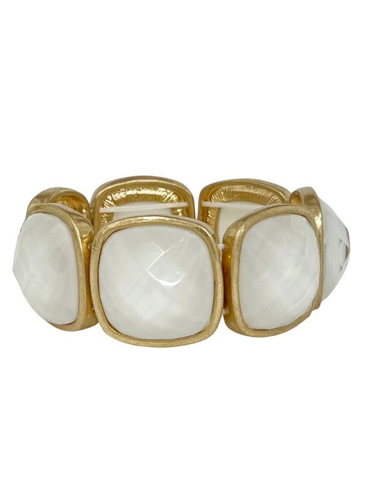 White Square Stone Bracelet PREORDER