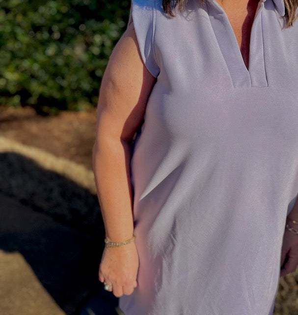 Lavender sleeveless mini dress