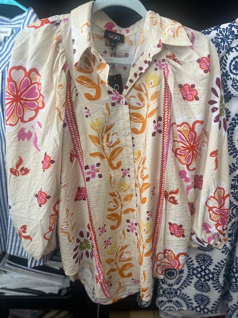 Multi Color Button Up Top