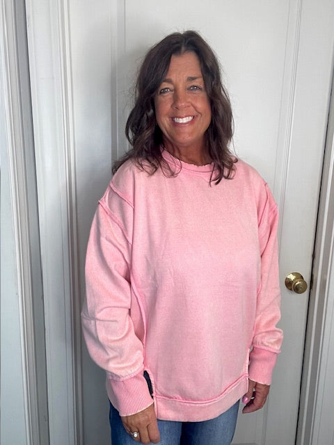 Pink Acid Wash Sweatshirt