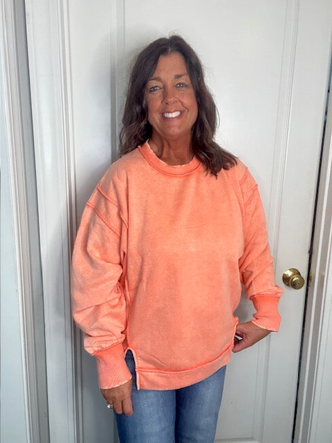 Orange Acid Wash Sweatshirt
