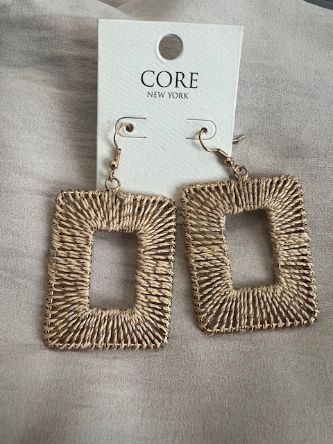 Brown & Gold Rattan Earrings
