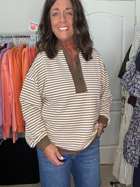 Knit & Stripes MIx & Match Collared Top