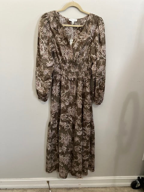 Olive  Long Sleeve Midi Dress