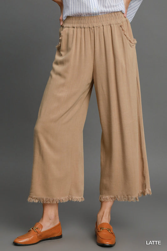Brown Frayed End Pants