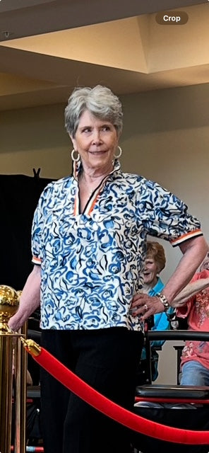 Blue V Neckline Floral Top