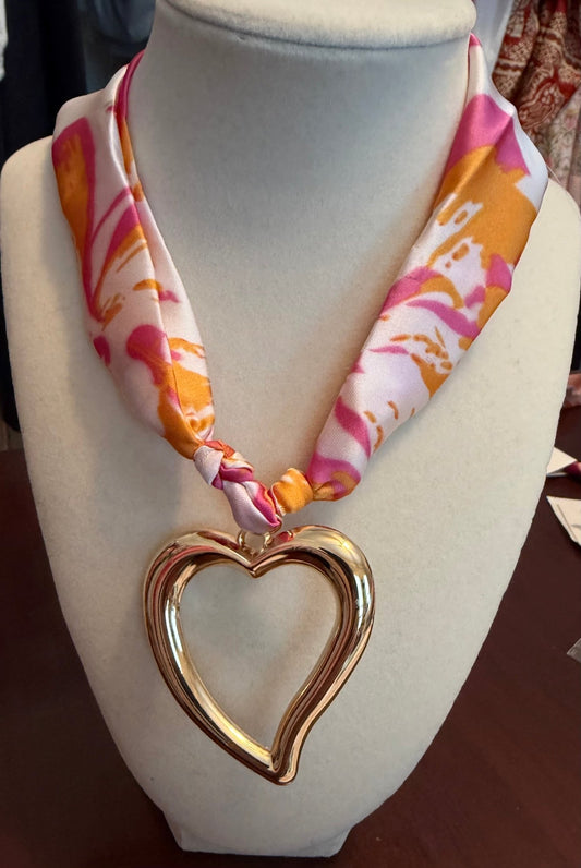 Abstract Necklace with Heart - Pink - Simply Pink Boutique