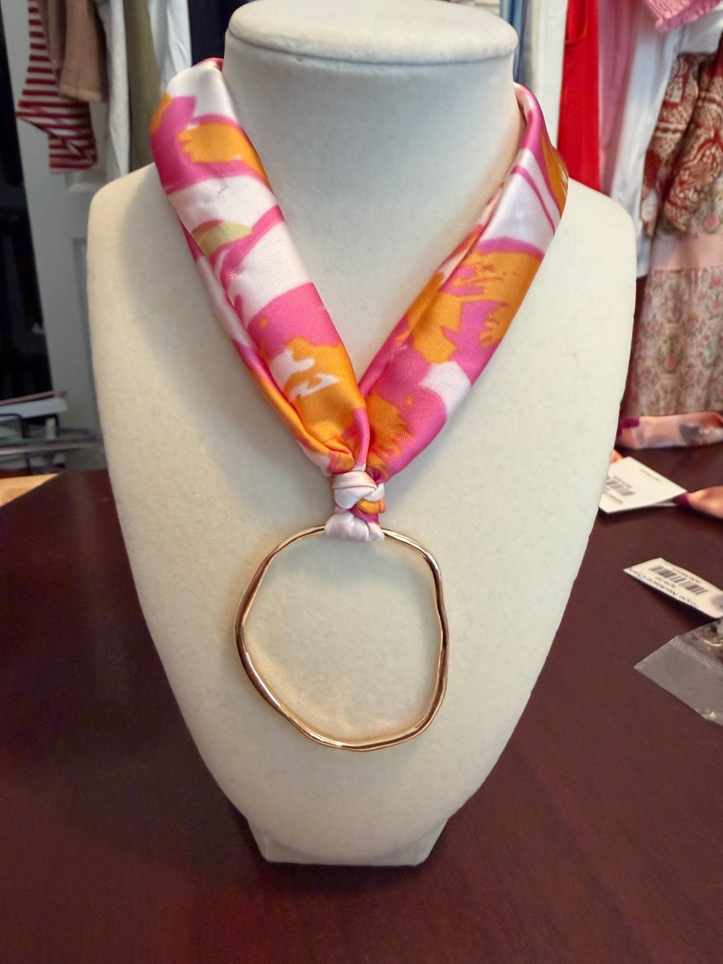 Abstract Ring Scarf Necklace - Pink - Simply Pink Boutique