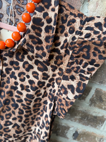 Animal Print Puff Sleeve Midi Dress - Simply Pink Boutique