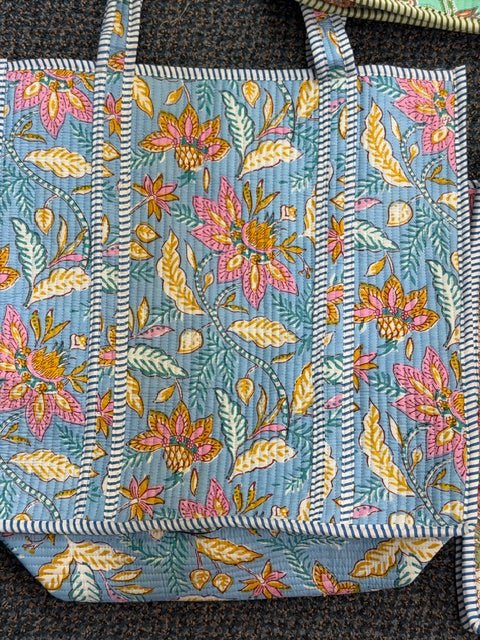 Bag 132 Blue Floral Large Bag PREORDER ONLY - Simply Pink Boutique