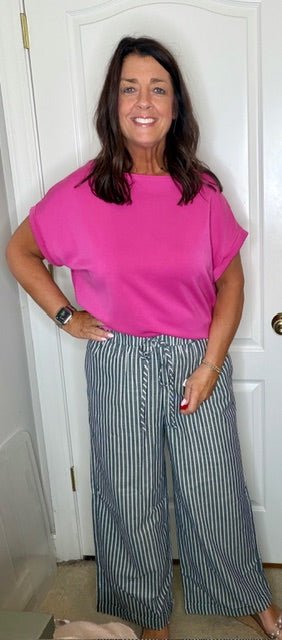 Black & White Stripe Pants - Simply Pink Boutique