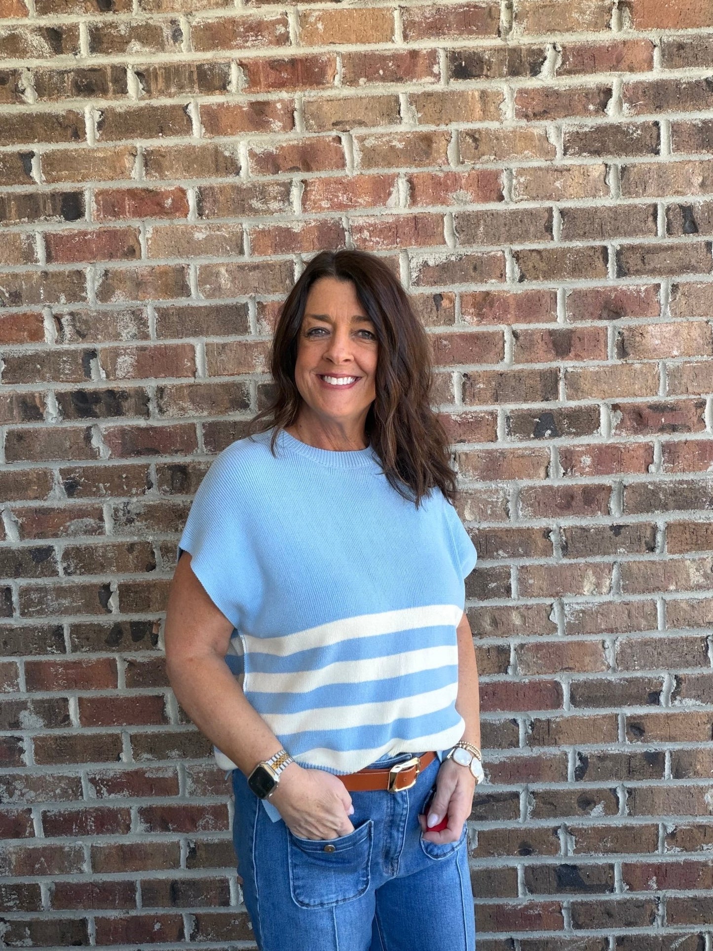 Blue Sleeveless Sweater Top - Simply Pink Boutique