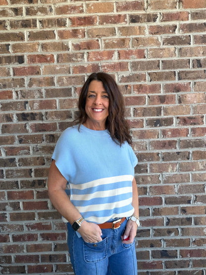 Blue Sleeveless Sweater Top - Simply Pink Boutique
