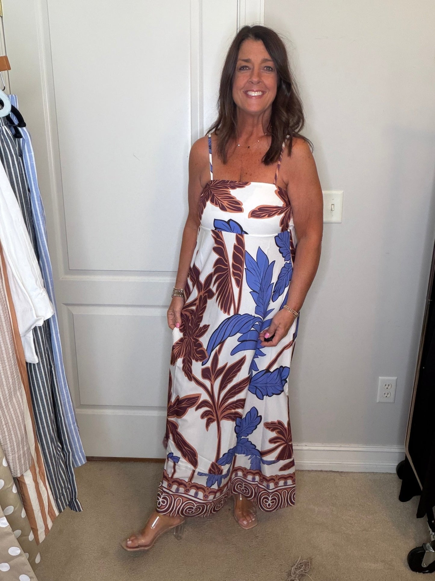 Botanical Print Maxi Dress - Simply Pink Boutique