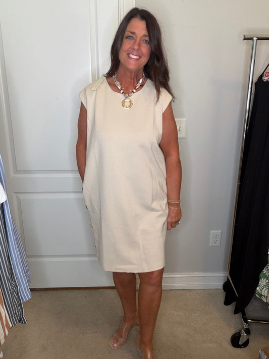 Buttoned Knit Midi Dress with Pockets - Simply Pink Boutique