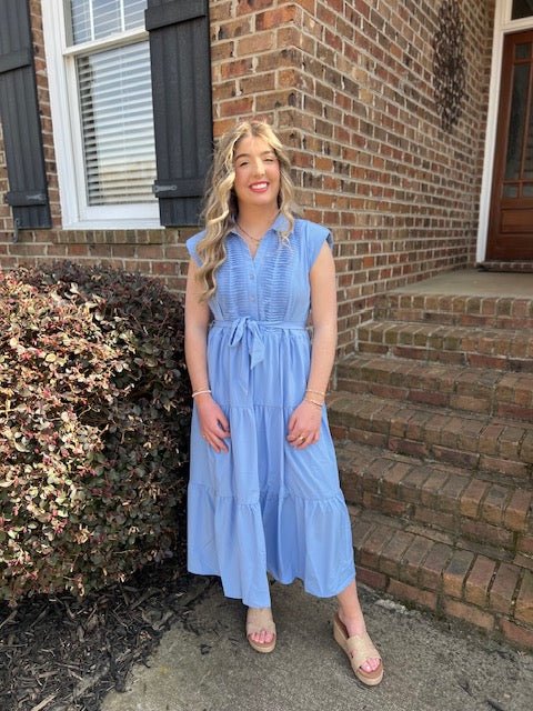 Chambray Midi Dress - Simply Pink Boutique