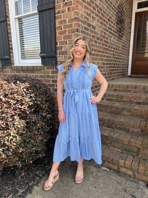 Chambray Midi Dress - Simply Pink Boutique