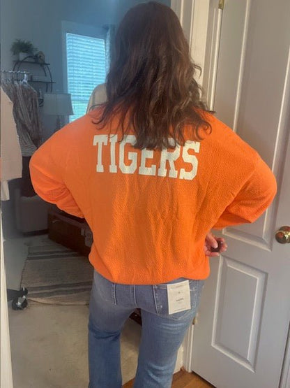 Clemson Knit Sweatshirt - Simply Pink Boutique