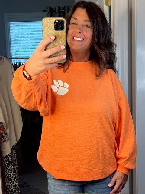 Clemson Knit Sweatshirt - Simply Pink Boutique