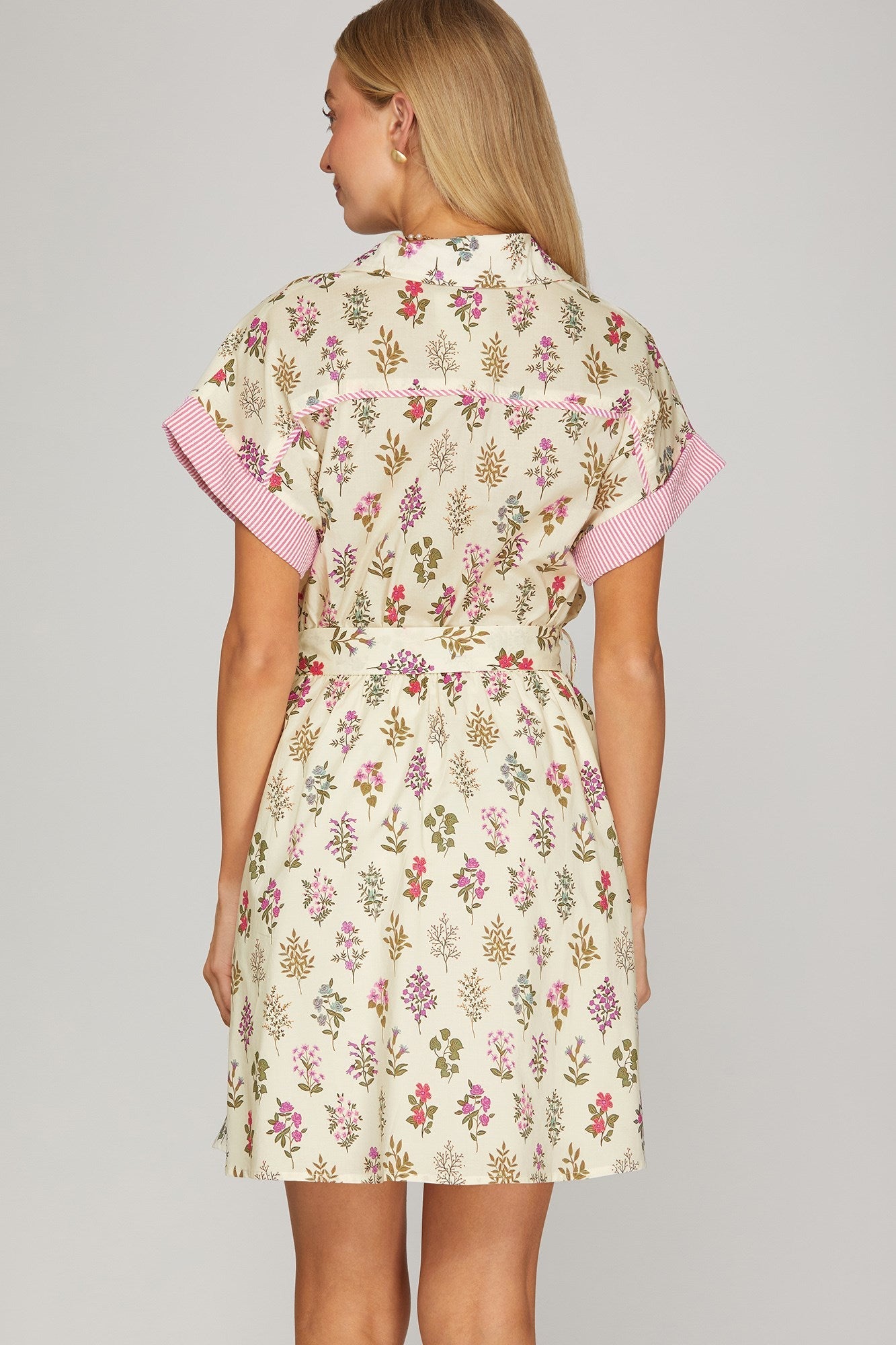 Collared Button Down Mini Dress - Simply Pink Boutique