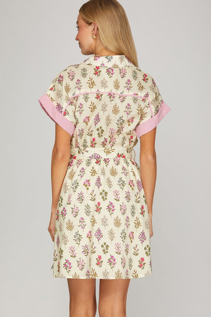 Collared Button Down Mini Dress - Simply Pink Boutique
