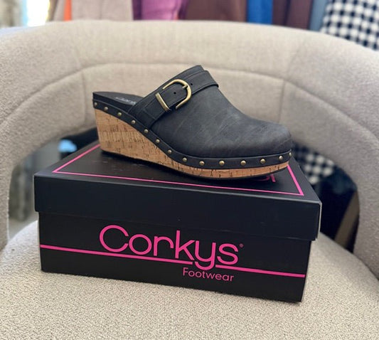 Corkys Who Knew Wedges Black - Simply Pink Boutique