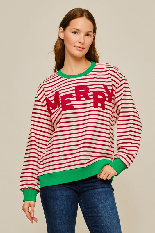 Jodifl Merry Stripe Drop Shoulder Pullover