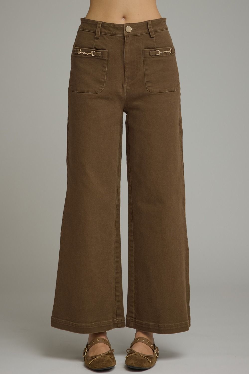 Brown  Scallop Pocket Pant