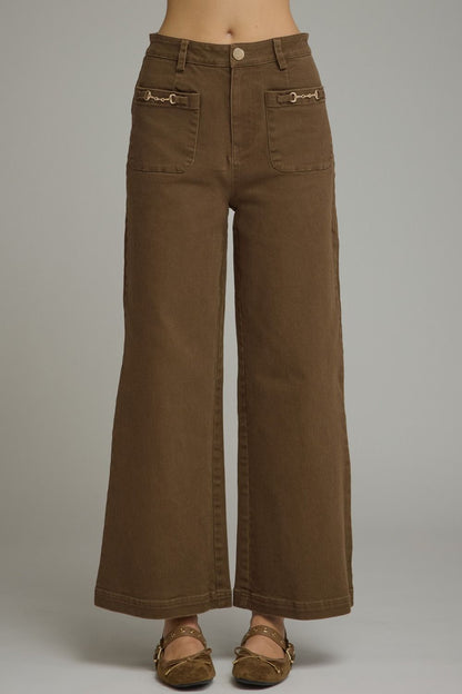 Brown  Scallop Pocket Pant