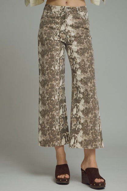 Snake Print Wide Leg Denim