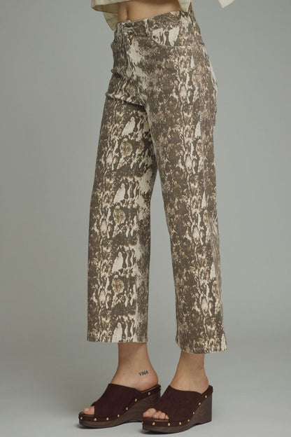 Snake Print Wide Leg Denim