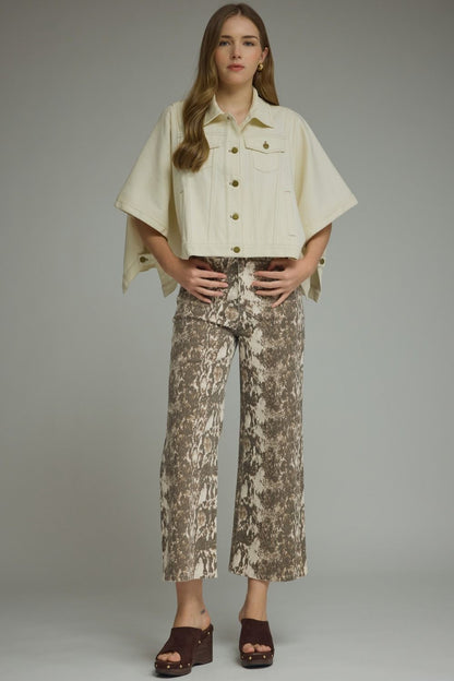 Snake Print Wide Leg Denim