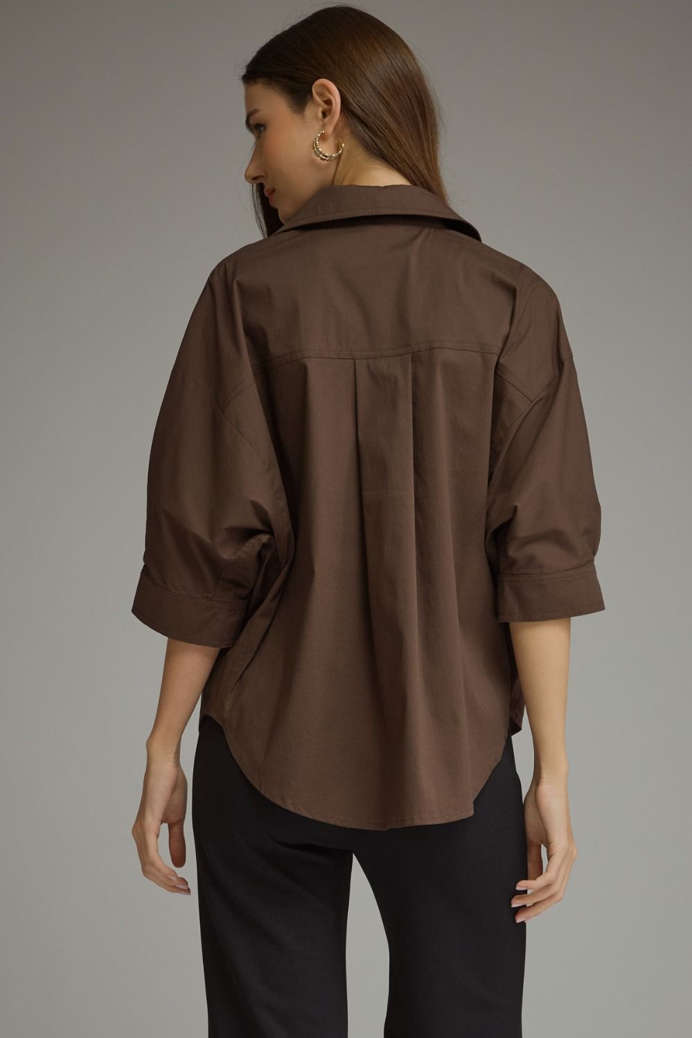Entro Collared Gold Button V Neck Blouse