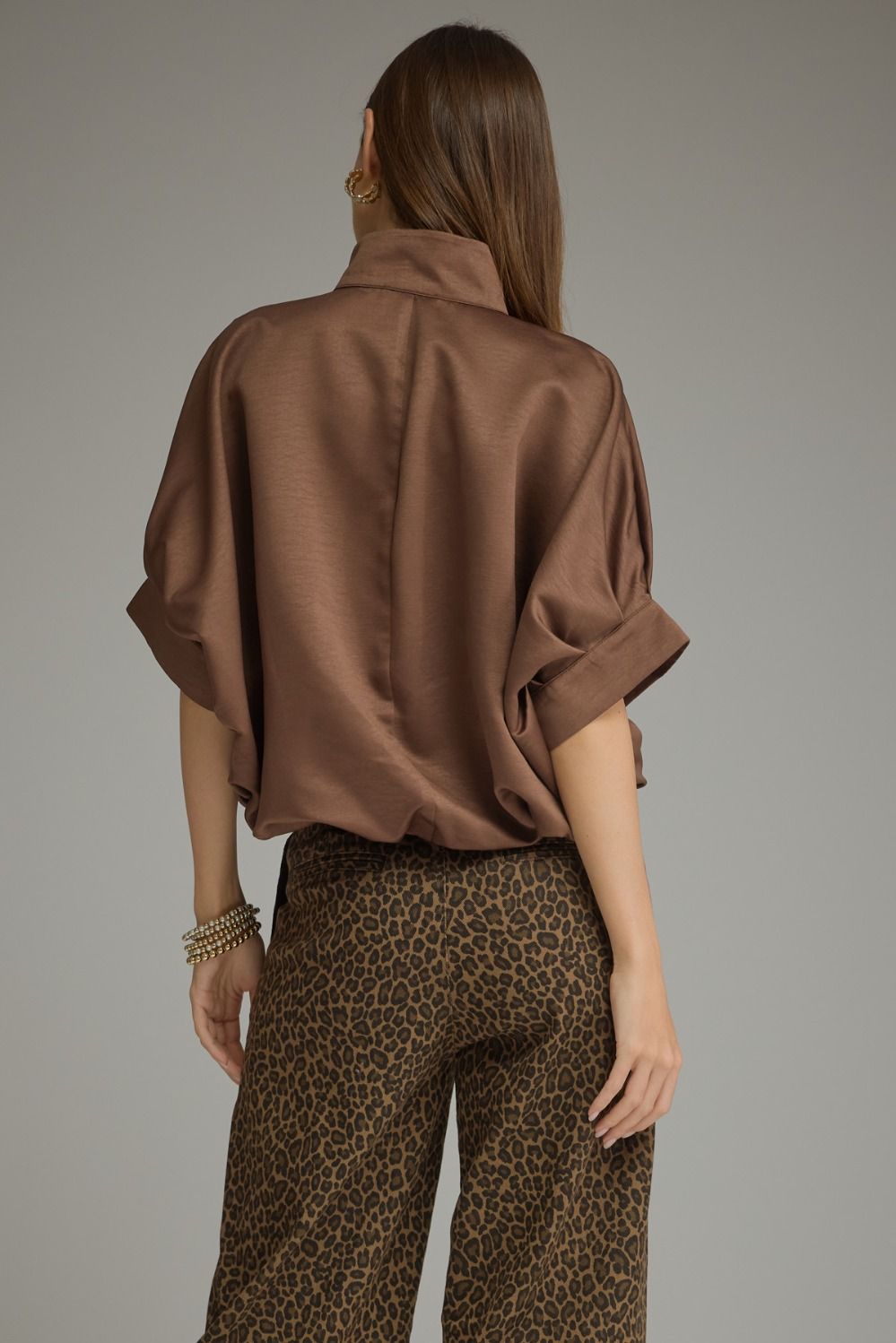 Lizzy Brown Short Sleeve Top-Brown