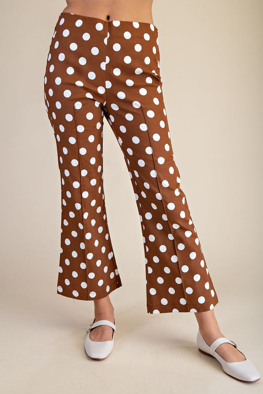 Flare Crop Dot Pants - Simply Pink Boutique