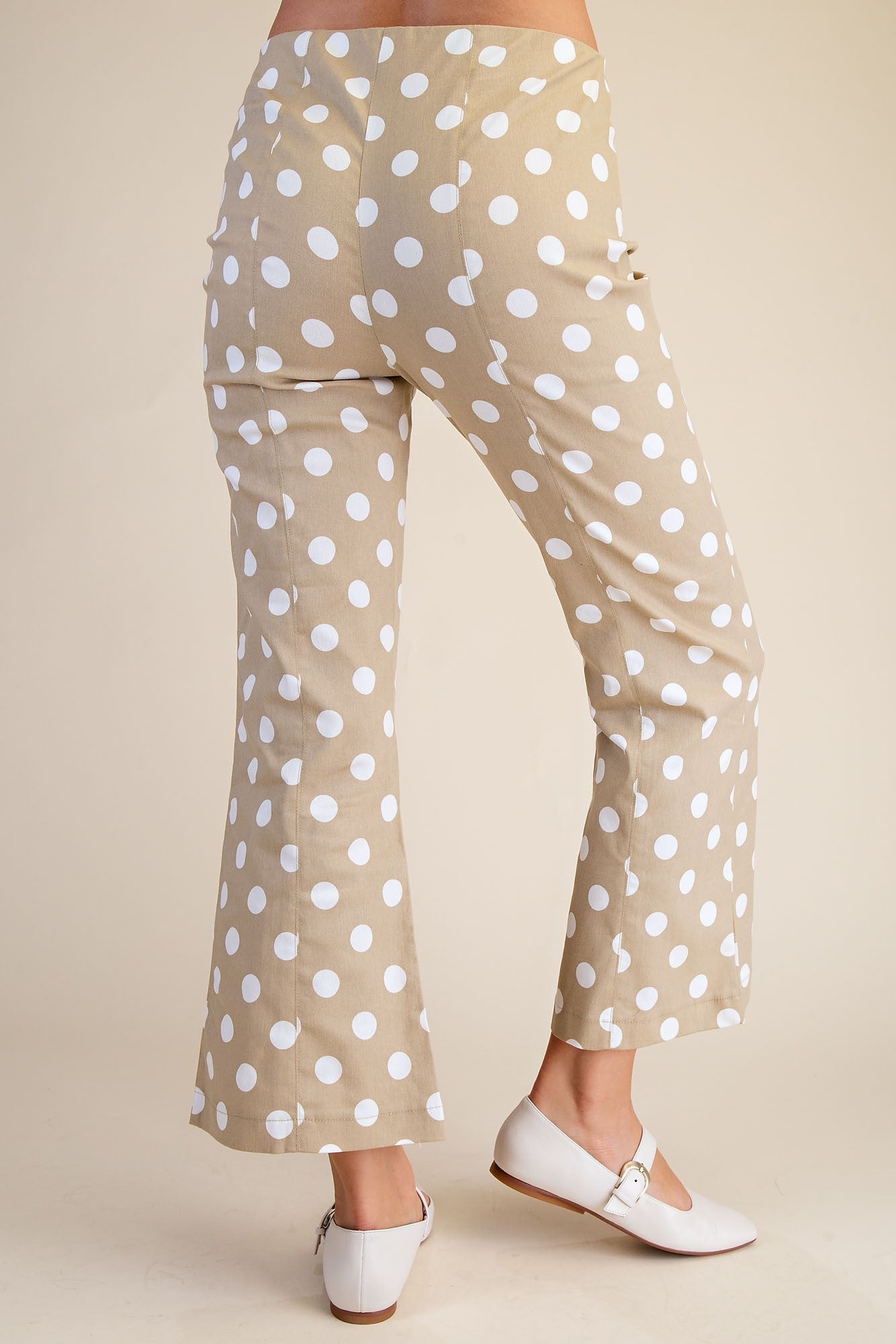 Flare Crop Dot Pants - Taupe - Simply Pink Boutique
