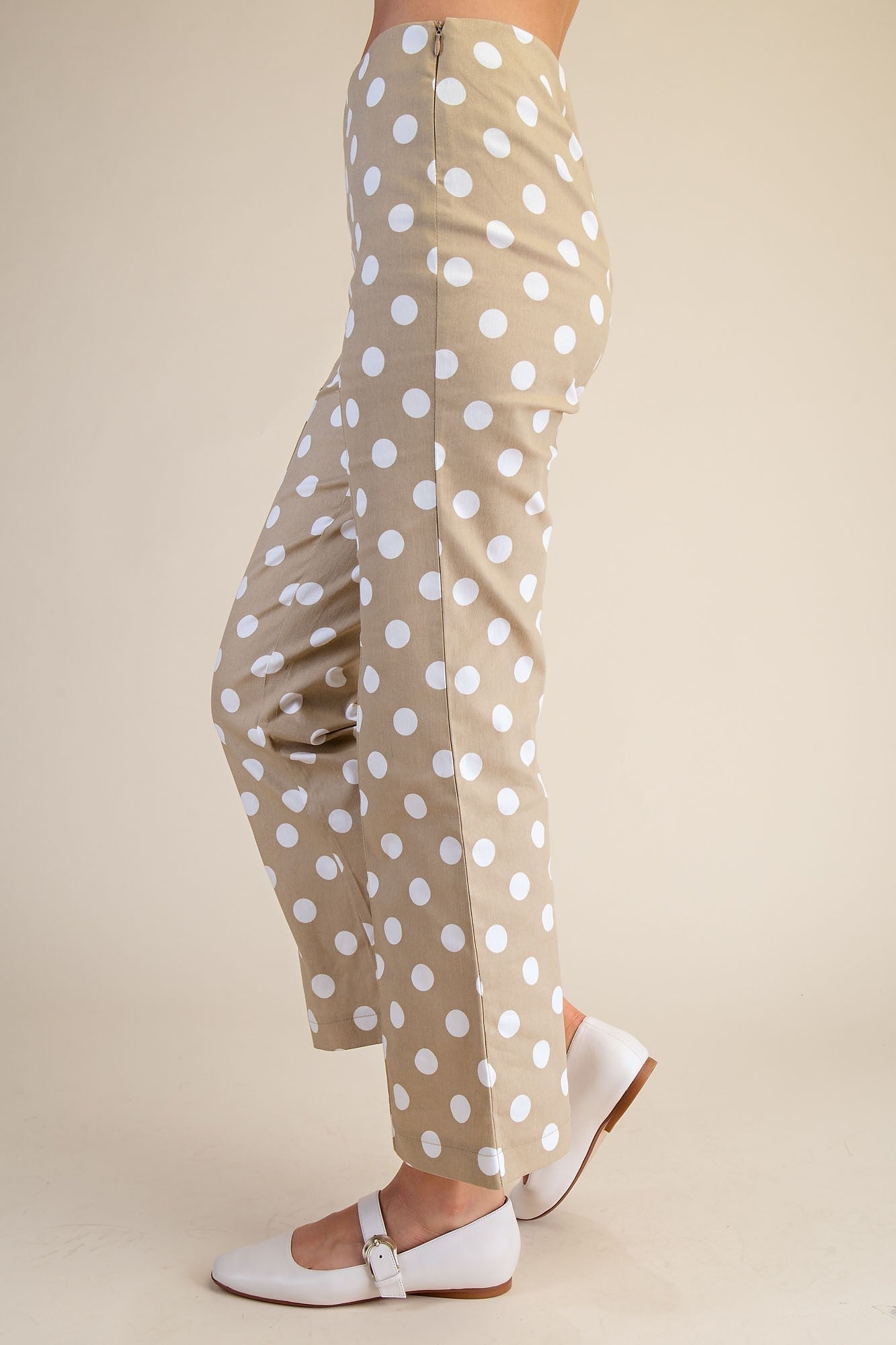 Flare Crop Dot Pants - Taupe - Simply Pink Boutique