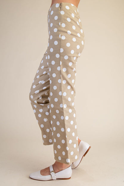 Flare Crop Dot Pants - Taupe - Simply Pink Boutique