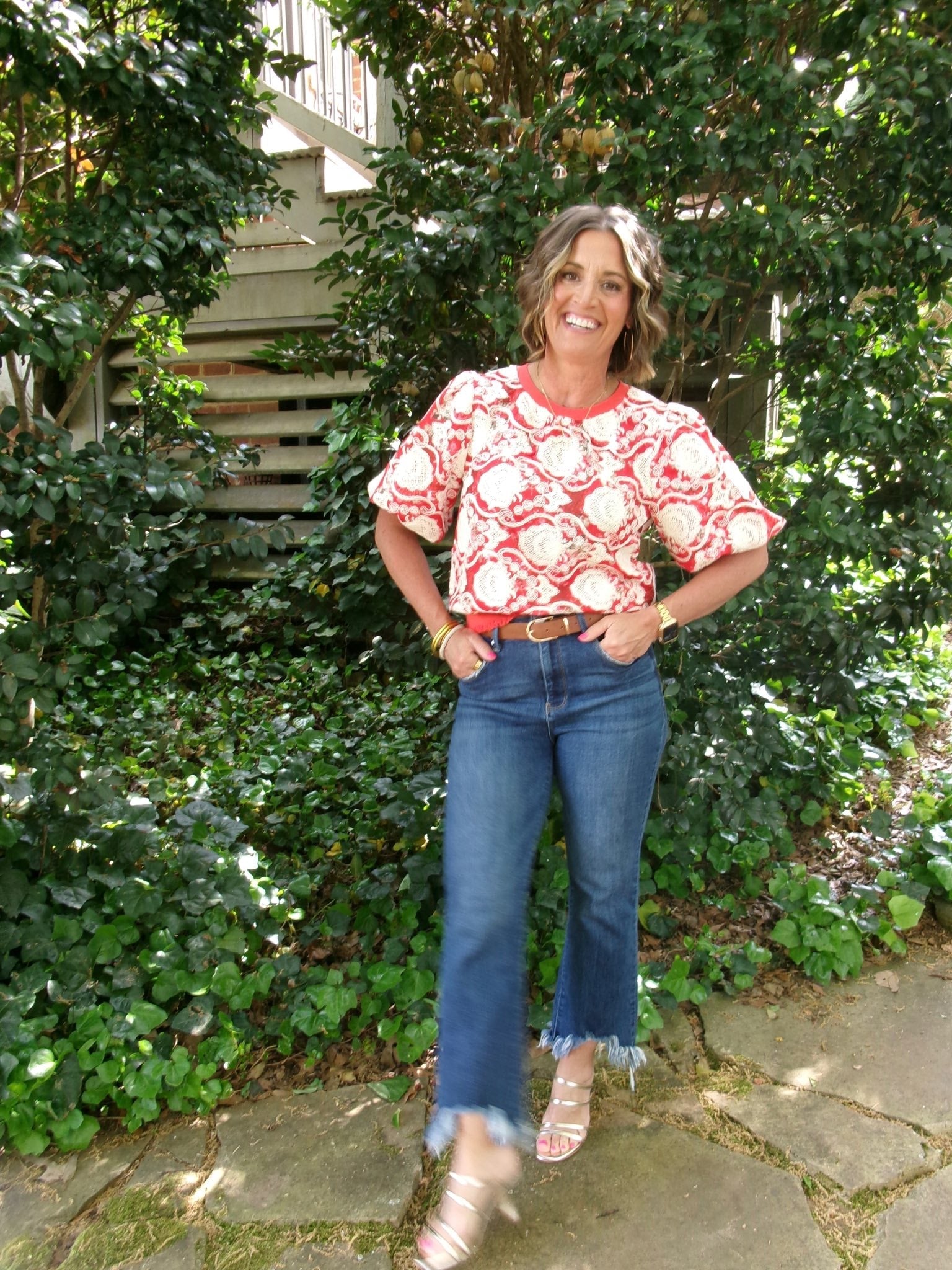 Floral Embroidered Bubble Sleeve - Simply Pink Boutique