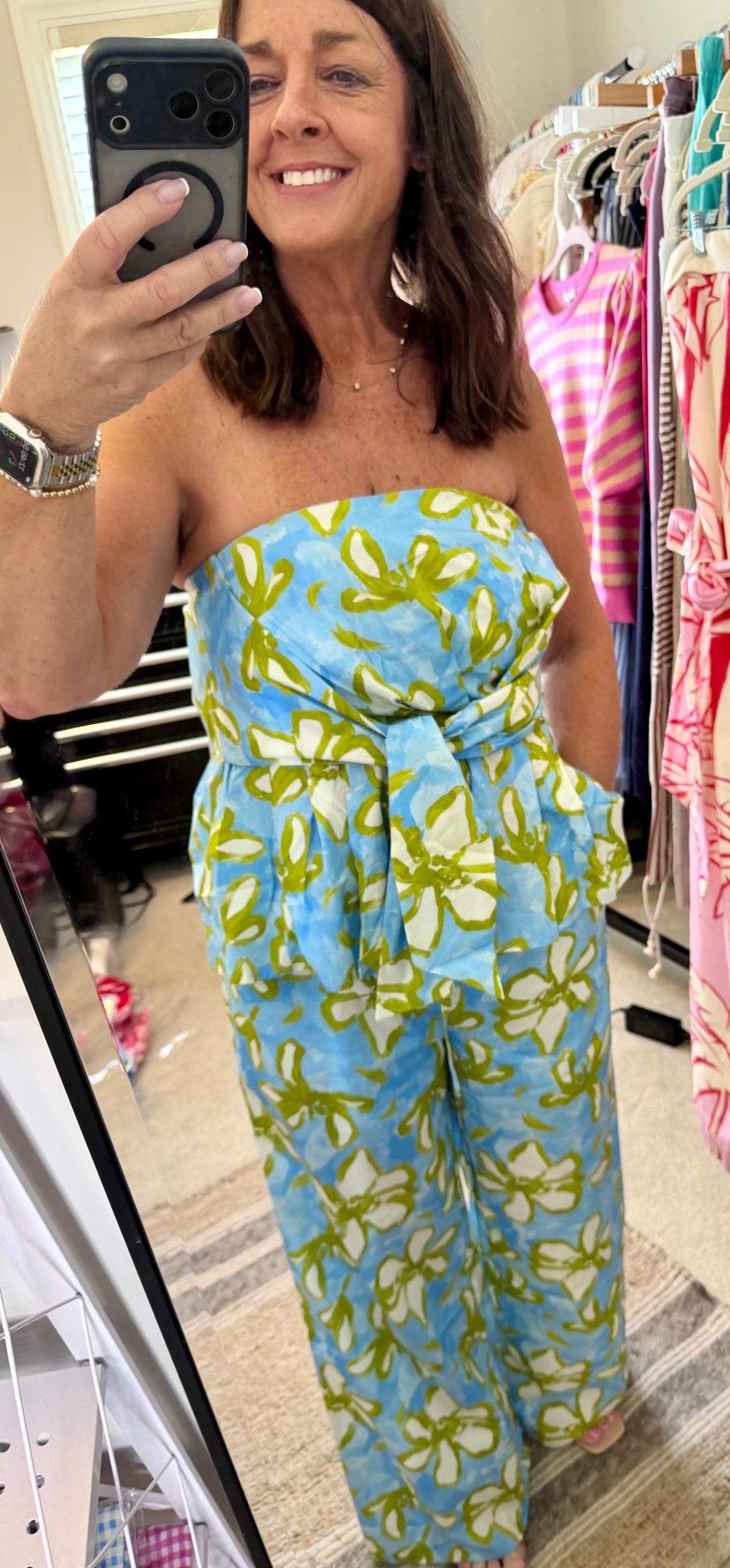 Floral Print Pants-Blue (Top sold separately) - Simply Pink Boutique