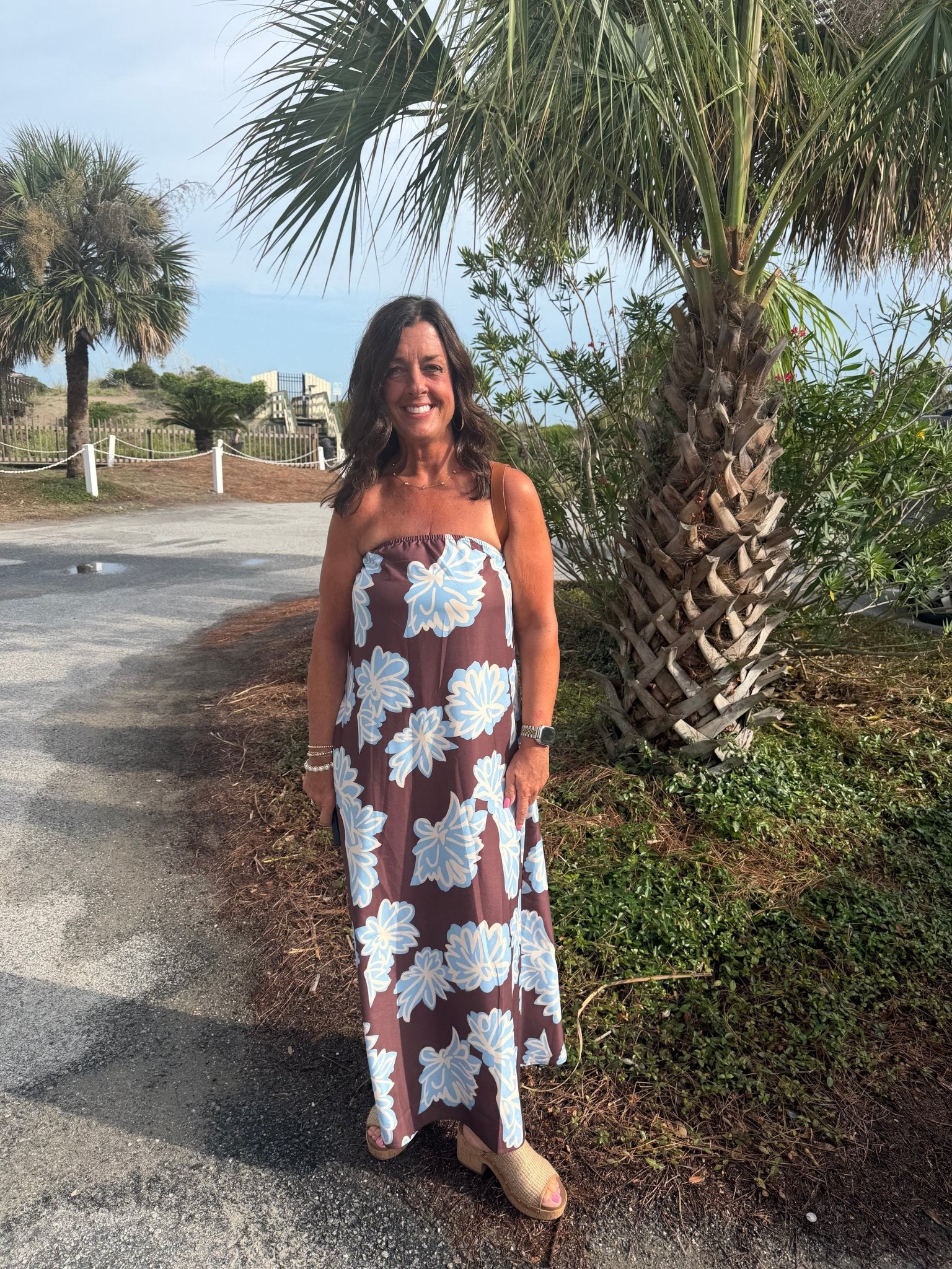 Floral Print Strapless Maxi Dress - Simply Pink Boutique