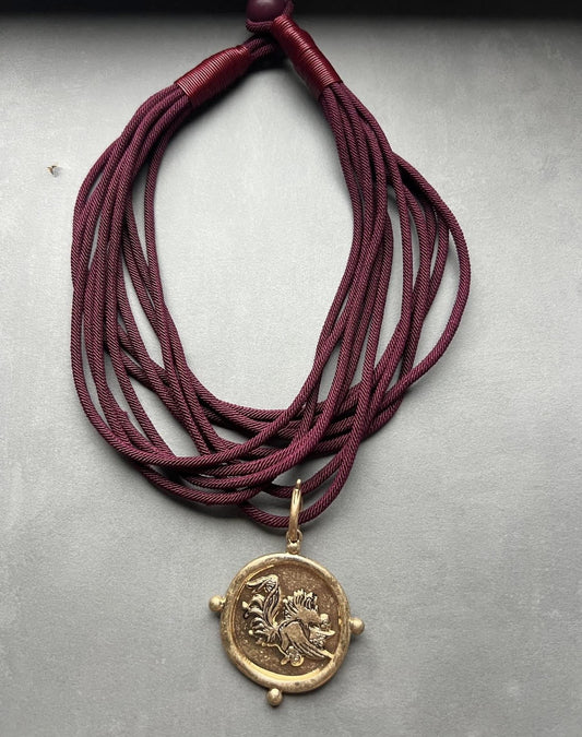 Garnet Rope Necklace with Gamecock Charm PREORDER ONLY - Simply Pink Boutique