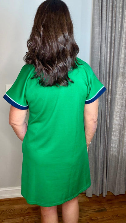 Green Contrast Dress - Simply Pink Boutique